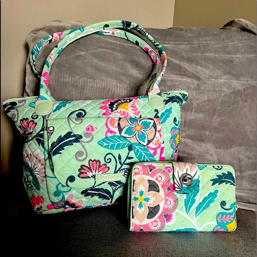 Vera Bradley shoulder bag and turn lock wallet.
